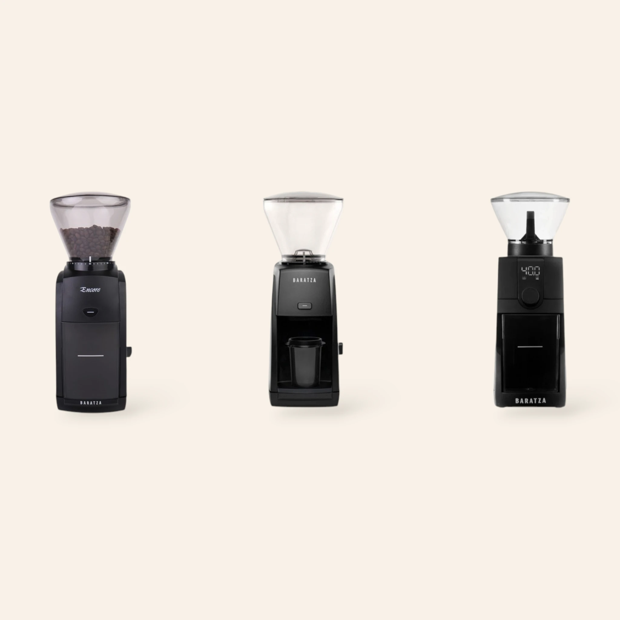 De Baratza Encore, Encore ESP en Encore ESP Pro naast elkaar