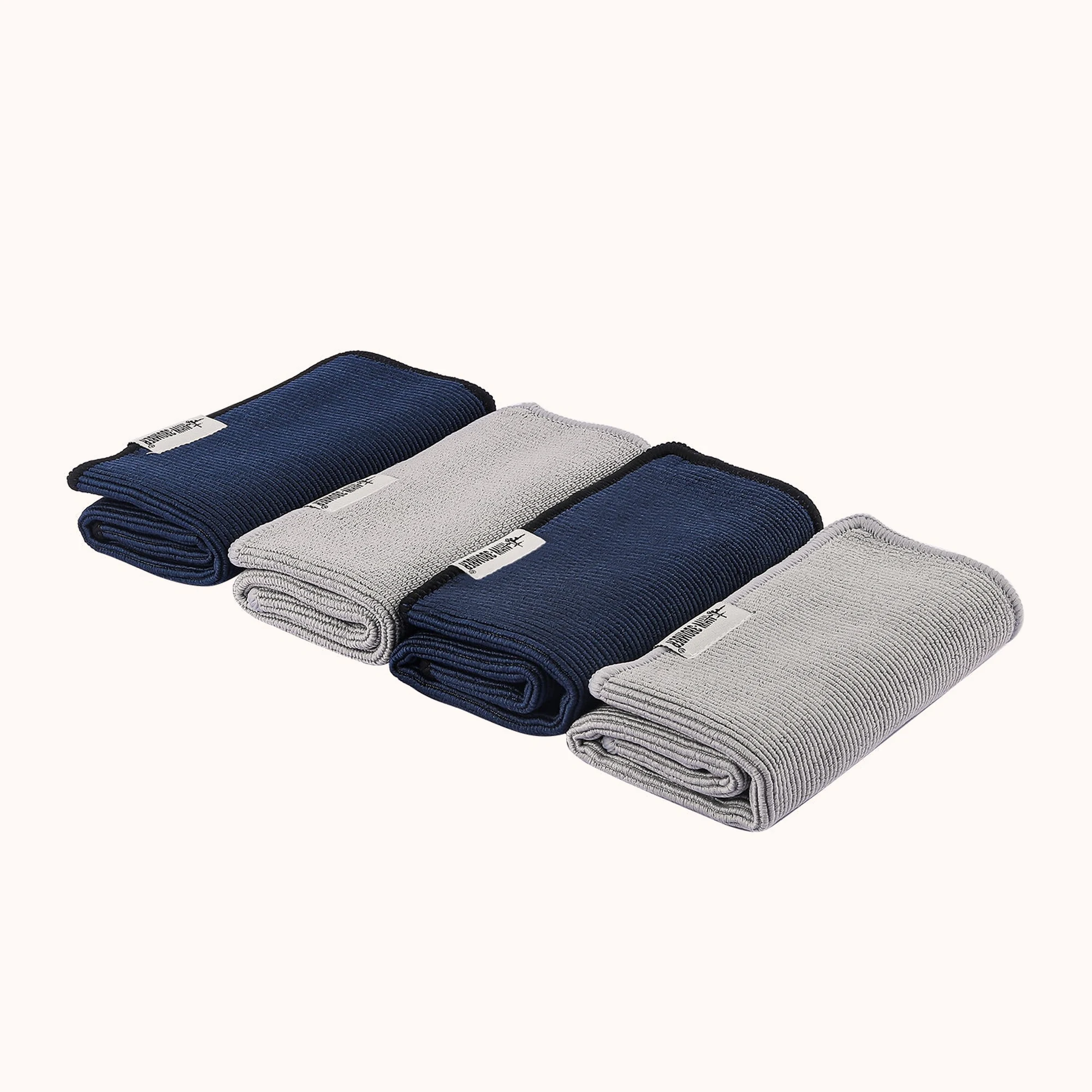 MHW-3Bomber Set van vier barista-doeken | 2 grijs en 2 donkerblauw