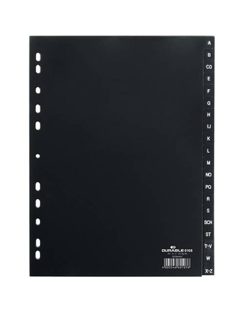 DURABLE Ordnerregister A-Z PP A4 20-tlg schwarz DURABLE 6168 01