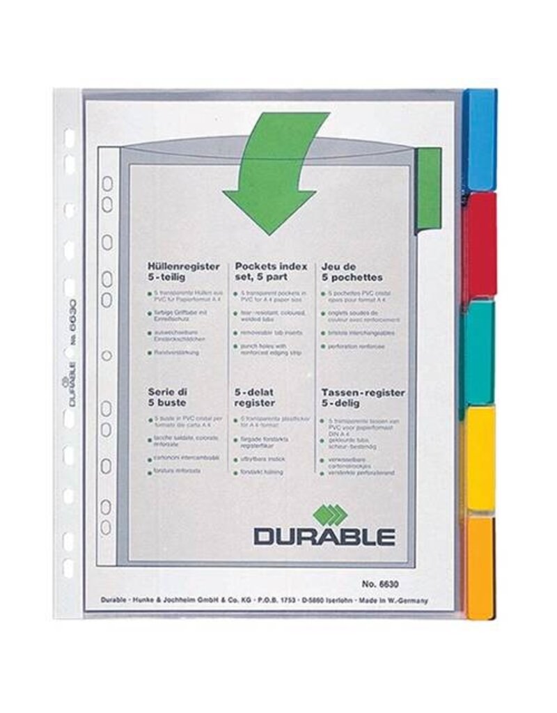 DURABLE Hüllenregister 1-5 PP A4 ÜB transparent DURABLE 6630 19 Überbreit