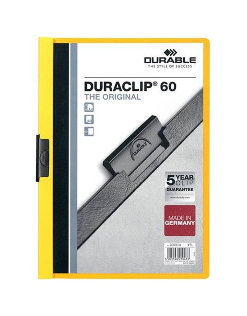 DURABLE Clip-Mappe PVC Duraclip gelb DURABLE 2209 04 Duraclip