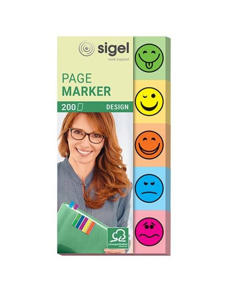 SIGEL Haftmarker Papier Smile sortiert SIGEL HN502 20x50mm 5x40BL