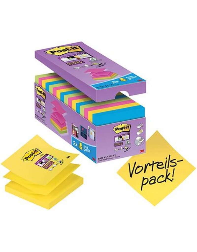 POST-IT Haftnotizblock Z-Notes 14+2ST färbig POST-IT R330-SS-VP16-EU 76x76mm