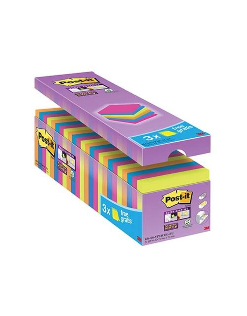 POST-IT Haftnotizblock 24x90BL sortiert POST-IT 654-SS-VP24COL-EU 76x76mm