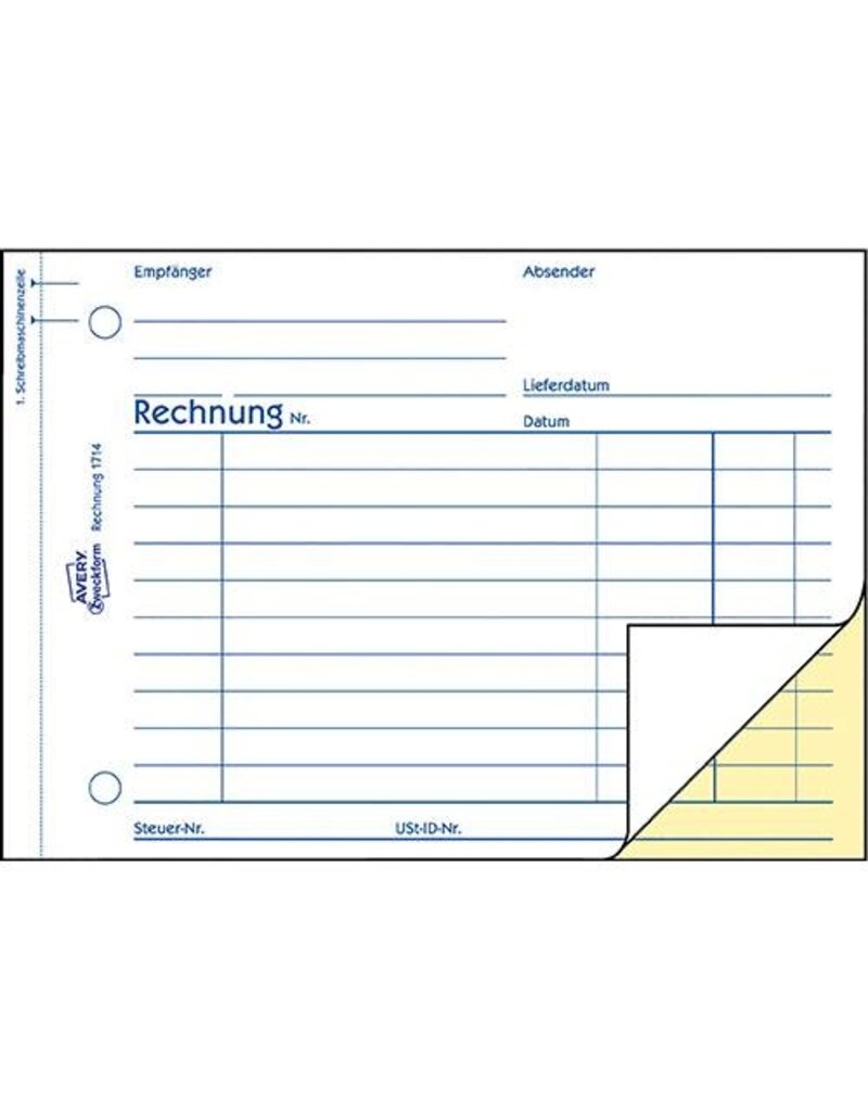 AVERY ZWECKFORM Rechnungsbuch A6q 2x40BL AVERY ZWECKFORM 1714 selbstd.