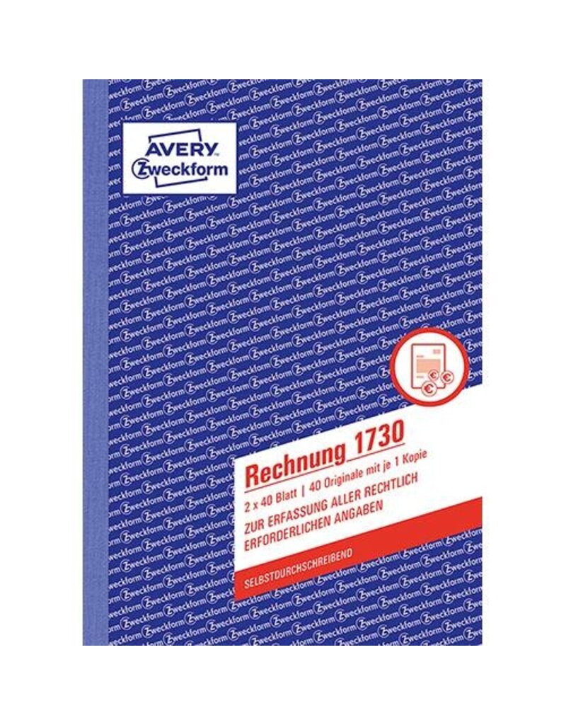 AVERY ZWECKFORM Rechnungsbuch A5h 2x40BL AVERY ZWECKFORM 1730 selbstd.