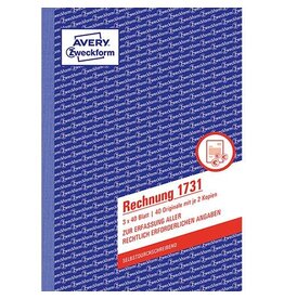 AVERY ZWECKFORM Rechnungsbuch A5h 3x40Bl AVERY ZWECKFORM 1731 selbstd.
