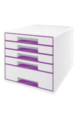 LEITZ Schubladenbox WOW CUBE weiß/violett LEITZ 5214-20-62 5 Laden