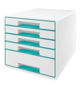 LEITZ Schubladenbox WOW CUBE eisblau metallic LEITZ 5214-20-51 5 Schubladen