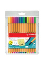 STABILO Finelineretui 15ST Point88 Neon sort. STABILO 8815-1