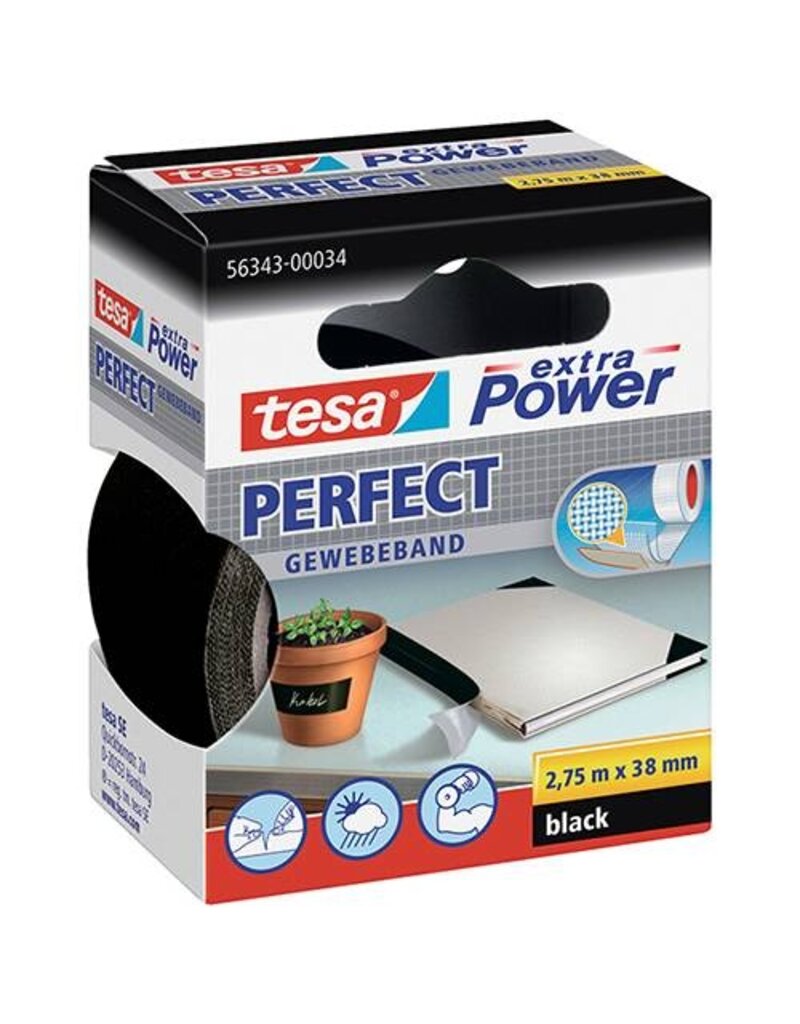 TESA Gewebeband Perfect schwarz TESA 56343-00034-03 38mmx2,75m