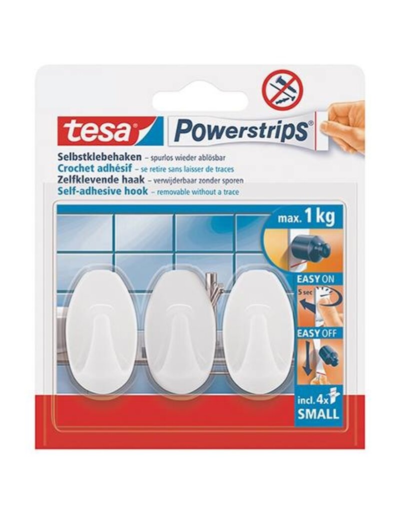 TESA Powerstrips 3Haken S Oval weiß TESA 57533-00016-20 Small 1kg