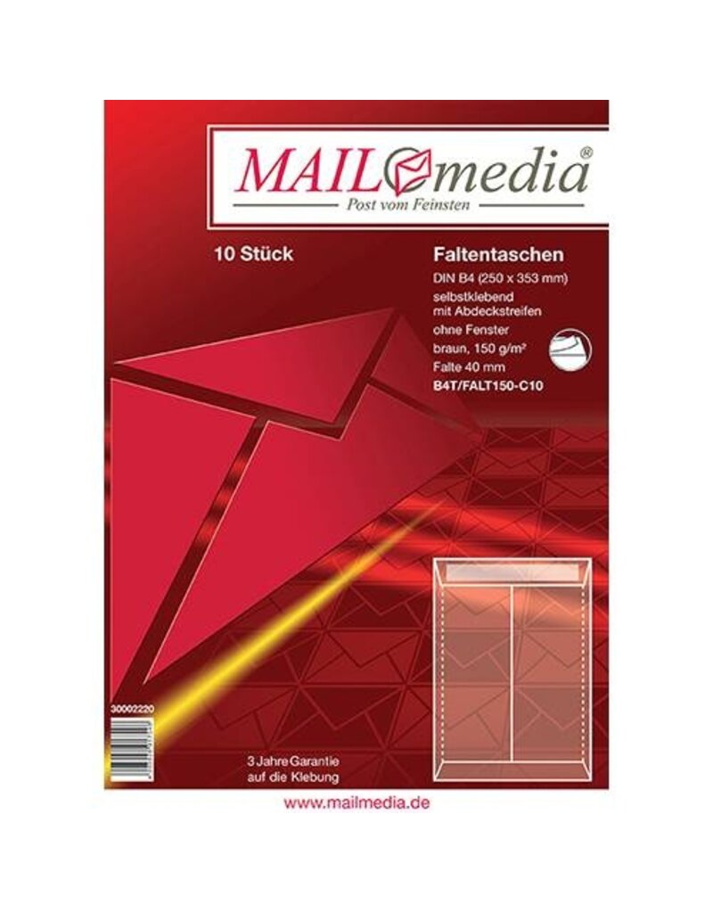 MAILMEDIA Faltentasche B4 10ST Natronk. braun MAILMEDIA 30002220 150g