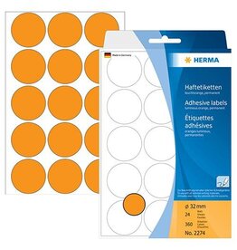 HERMA Haftetiketten D32mm n.orange HERMA 2274 Farbpunkte