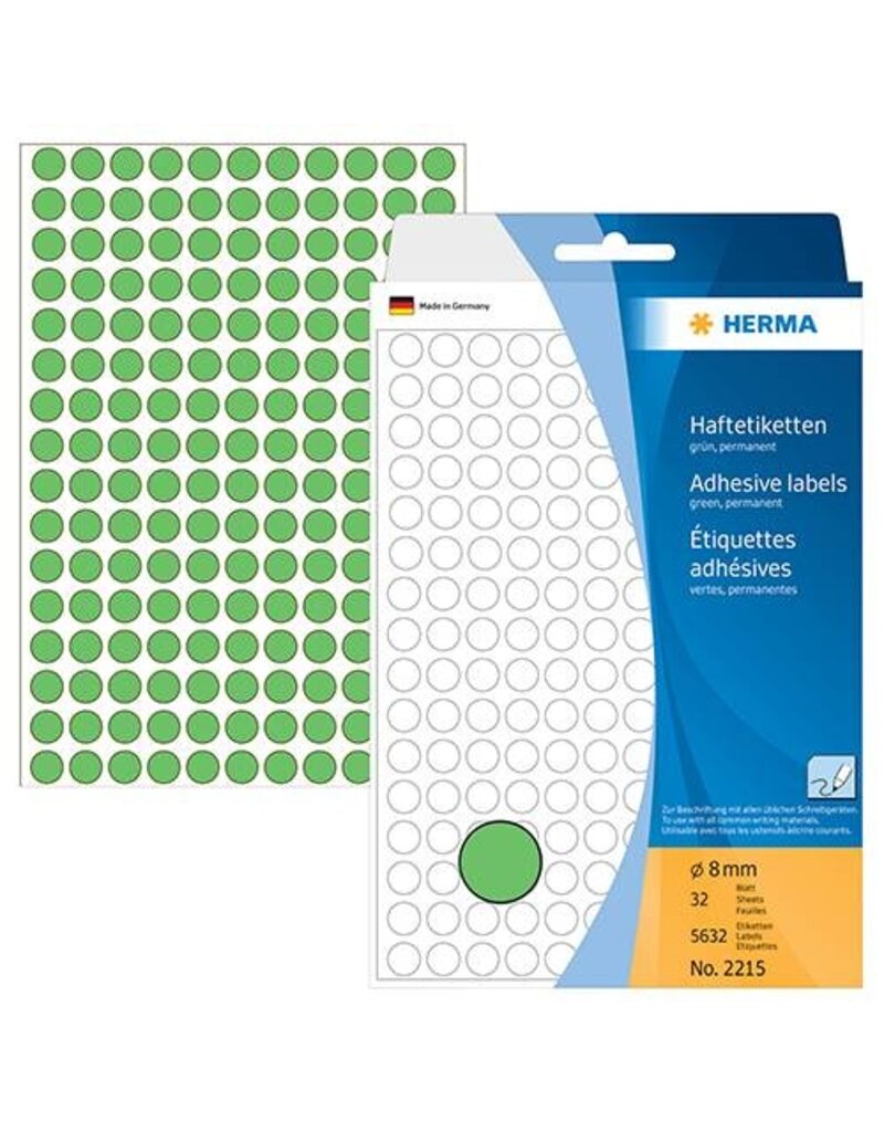 HERMA Haftetiketten D8mm grün HERMA 2215 Farbpunkte