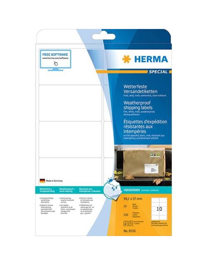 HERMA Folienetiketten 99,1x57,0 weiß HERMA 8330 wetterfest
