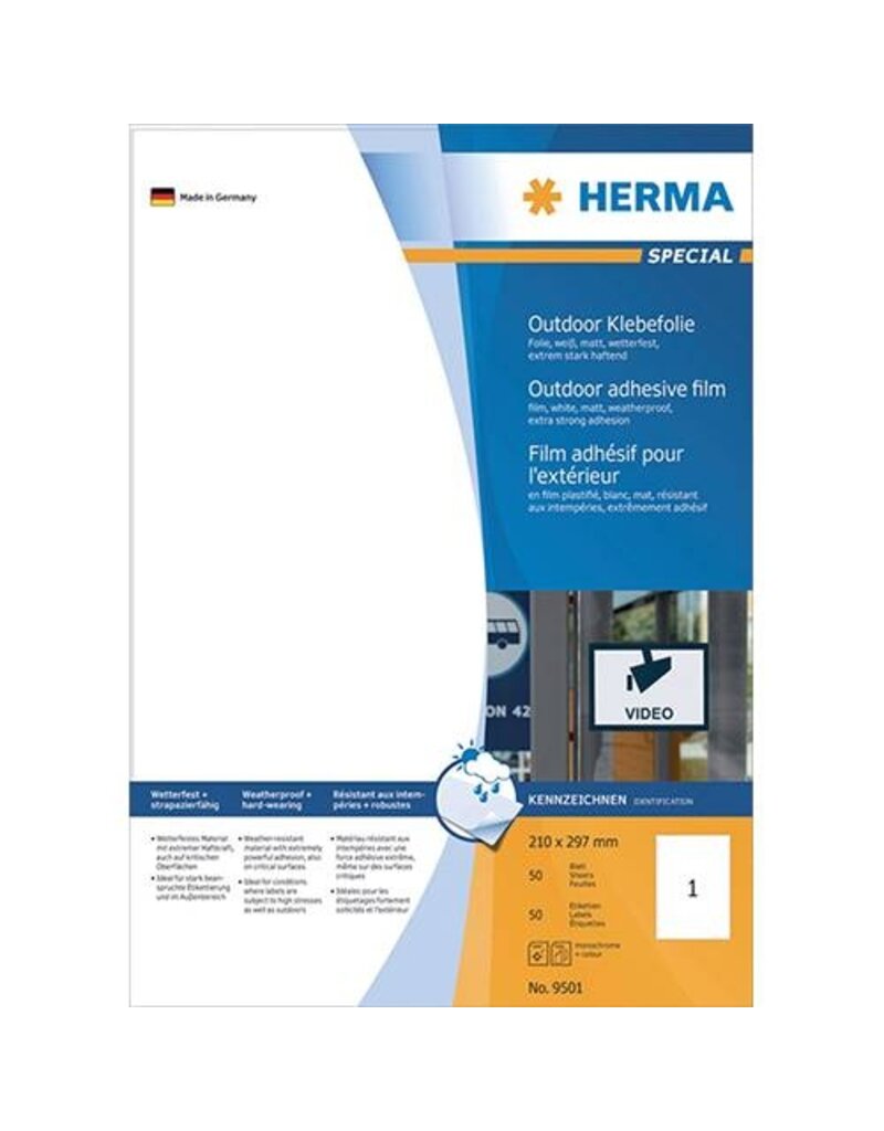 HERMA Folienetiketten 210x297 weiß HERMA 9501 Outdoor