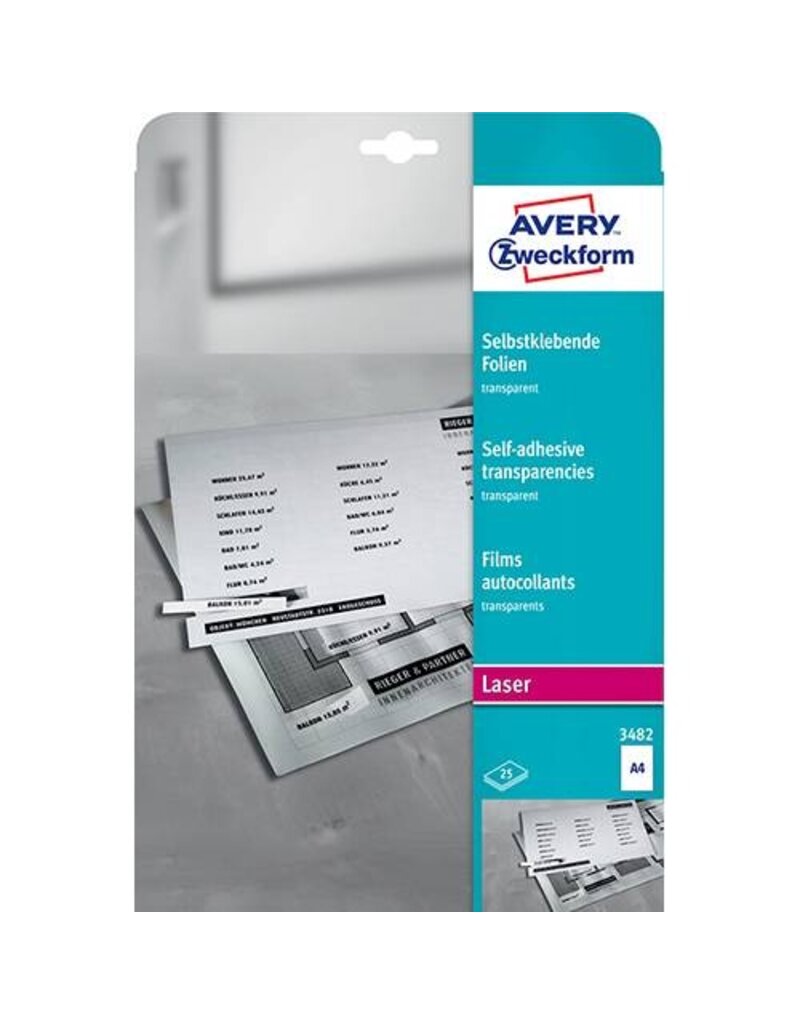 AVERY ZWECKFORM Laserfolie A4 25BL transparent AVERY ZWECKFORM 3482