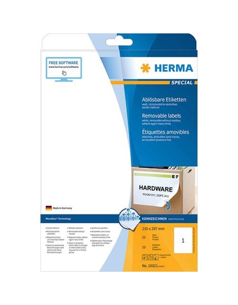 HERMA Universaletiketten 210x297 weiß HERMA 10021 ablösbar