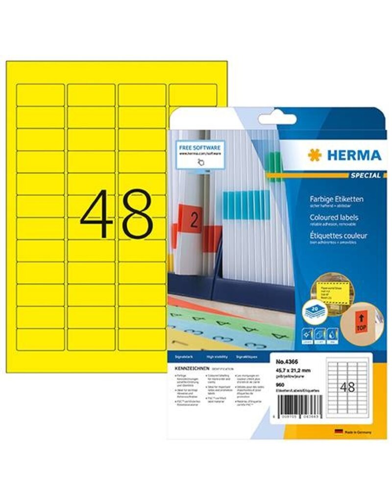 HERMA Universaletiketten 45,7x21,2 gelb HERMA 4366