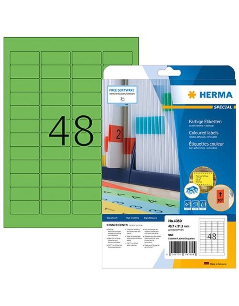 HERMA Universaletiketten 45,7x21,2 grün HERMA 4369