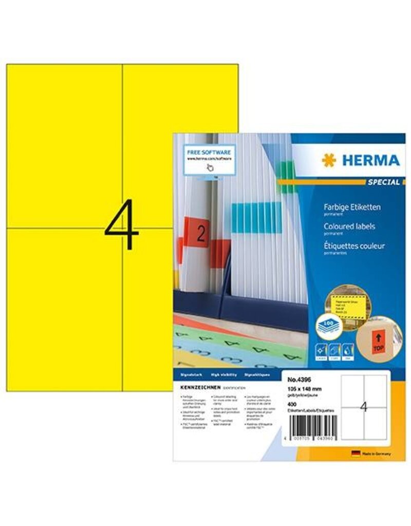 HERMA Universaletiketten 105x148 gelb HERMA 4396 100 Blatt