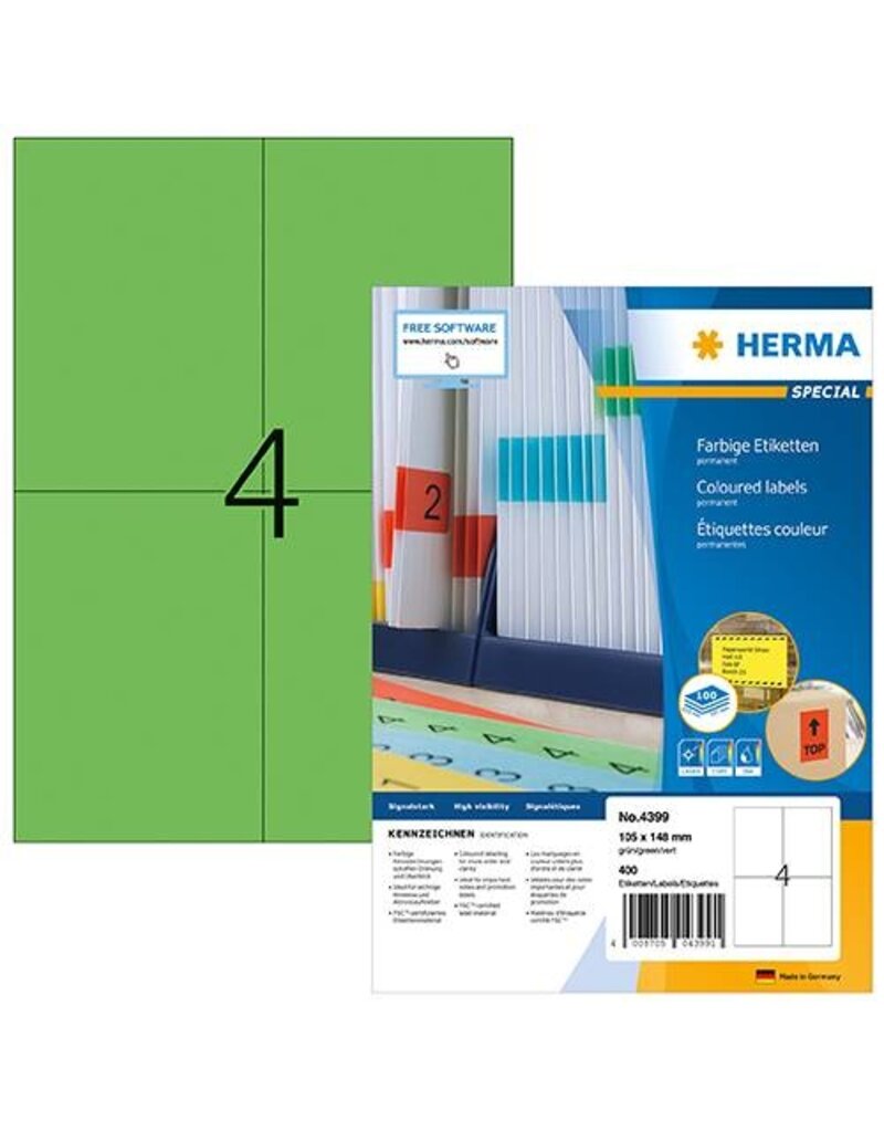 HERMA Universaletiketten 105x148 grün HERMA 4399 100 Blatt