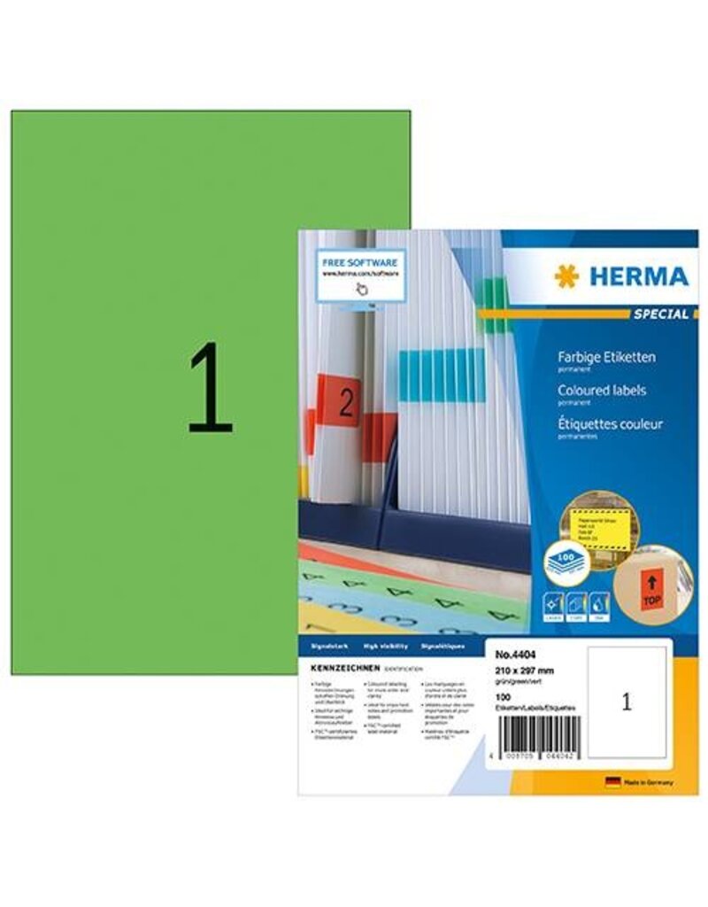 HERMA Universaletiketten 210x297 grün HERMA 4404 100 Blatt