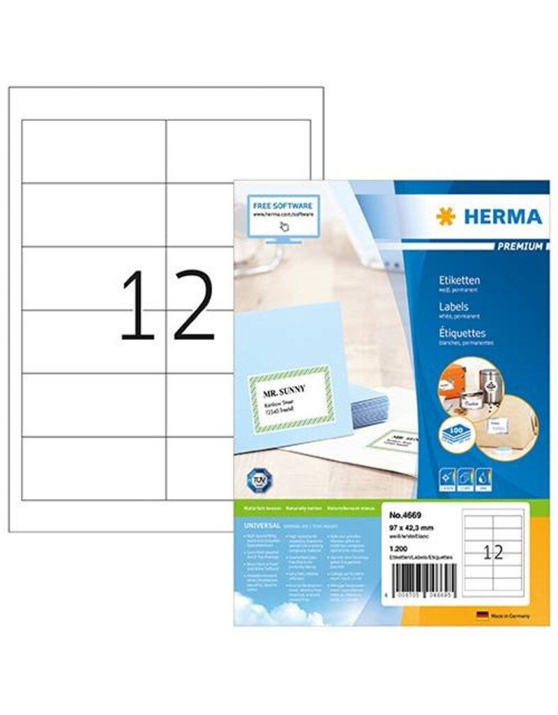 HERMA Universaletiketten 97,0x42,3 weiß HERMA 4669