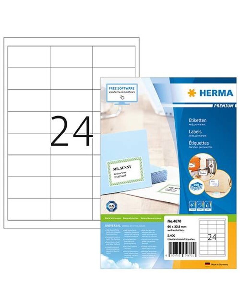 HERMA Universaletiketten 66x33,8 weiß HERMA 4670