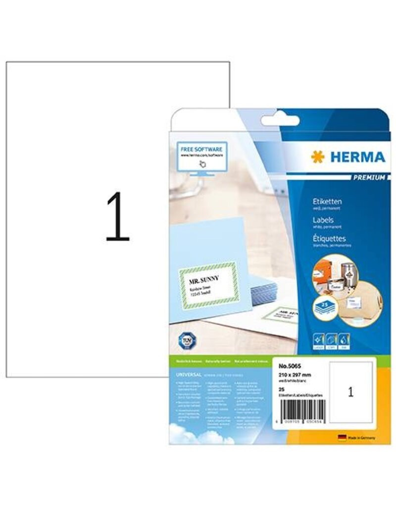 HERMA Universaletiketten 210x297 weiß HERMA 5065