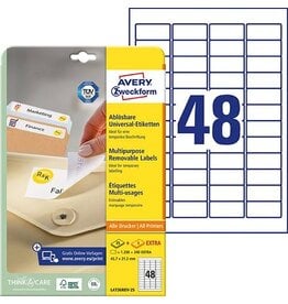 AVERY ZWECKFORM Universaletiketten 45,7x21,2 weiß AVERY ZWECKFORM L4736REV-25 ablösbar