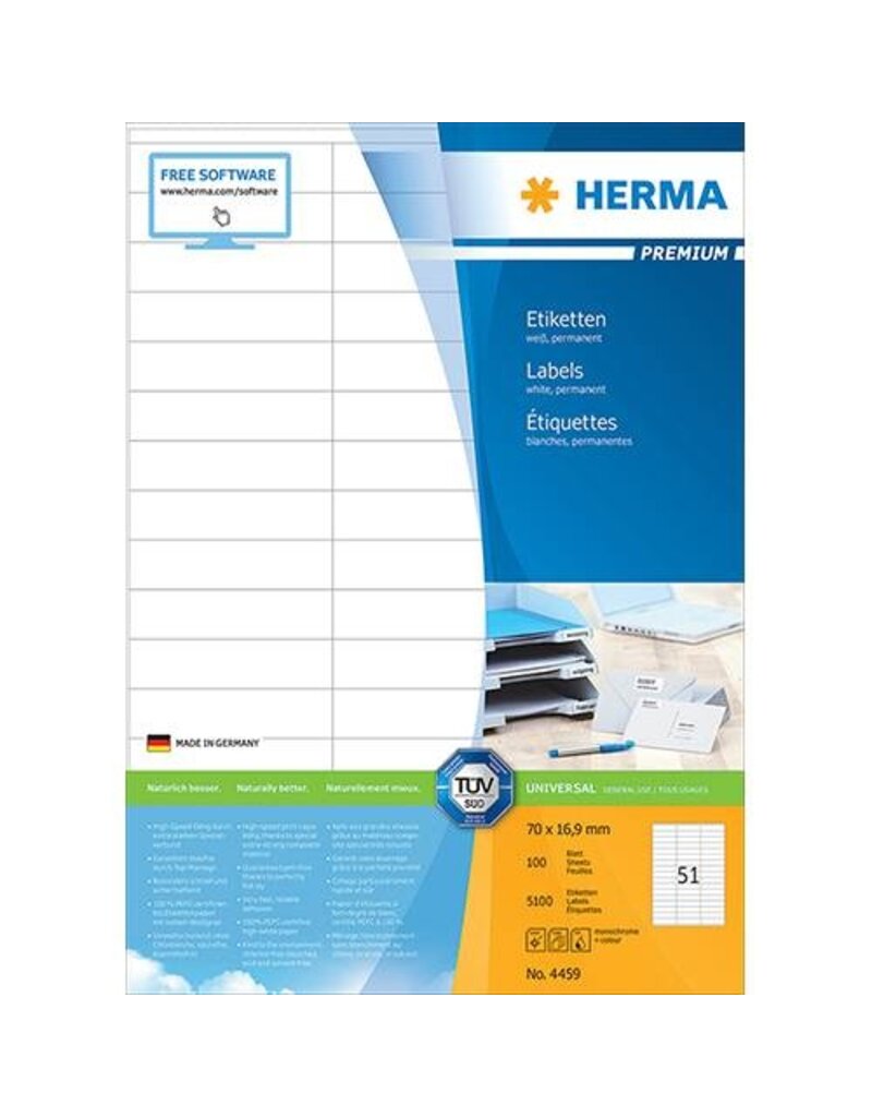 HERMA Universaletiketten 70x16,9 weiß HERMA 4459
