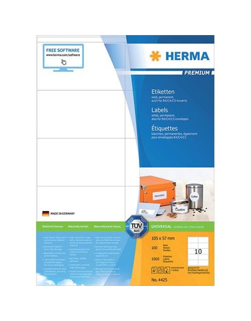 HERMA Universaletiketten 105x57 weiß HERMA 4425