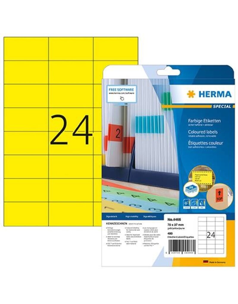 HERMA Universaletiketten 70x37 gelb HERMA 4466