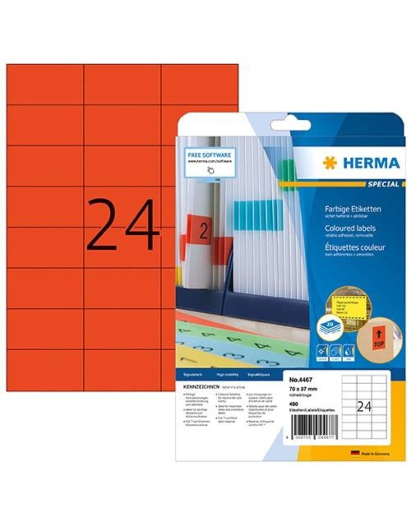 HERMA Universaletiketten 70x37 rot HERMA 4467