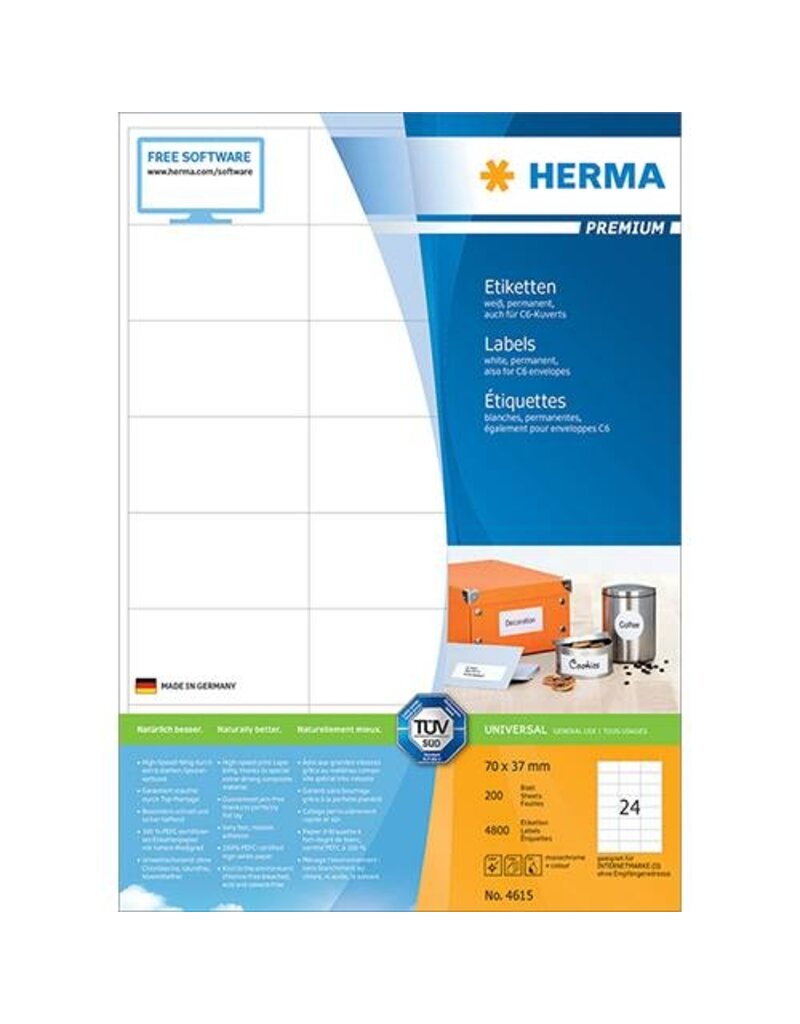 HERMA Universaletiketten 70x37 weiß HERMA 4615