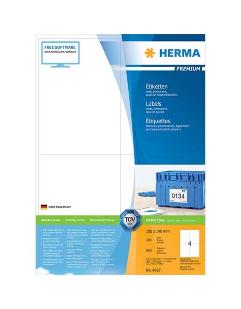 HERMA Universaletiketten 105x148 weiß HERMA 4627