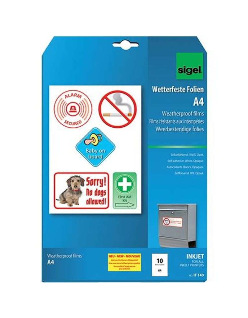 SIGEL Inkjetfolie wetterfest A4/270µm 10BL SIGEL IF140