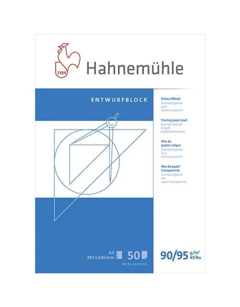 HAHNEMÜHLE Transparentpapierblock A3 90/95g transp. HAHNEMÜHLE 10 622 521 50 Blatt