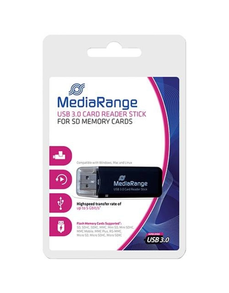 MEDIARANGE Kartenleser Stick USB 3.0 schwarz MEDIARANGE MRCS507