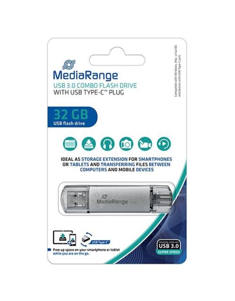 MEDIARANGE USB Stick 3.0+TypeC 2in1 inkl URA MEDIARANGE MR936 32GB Kombo