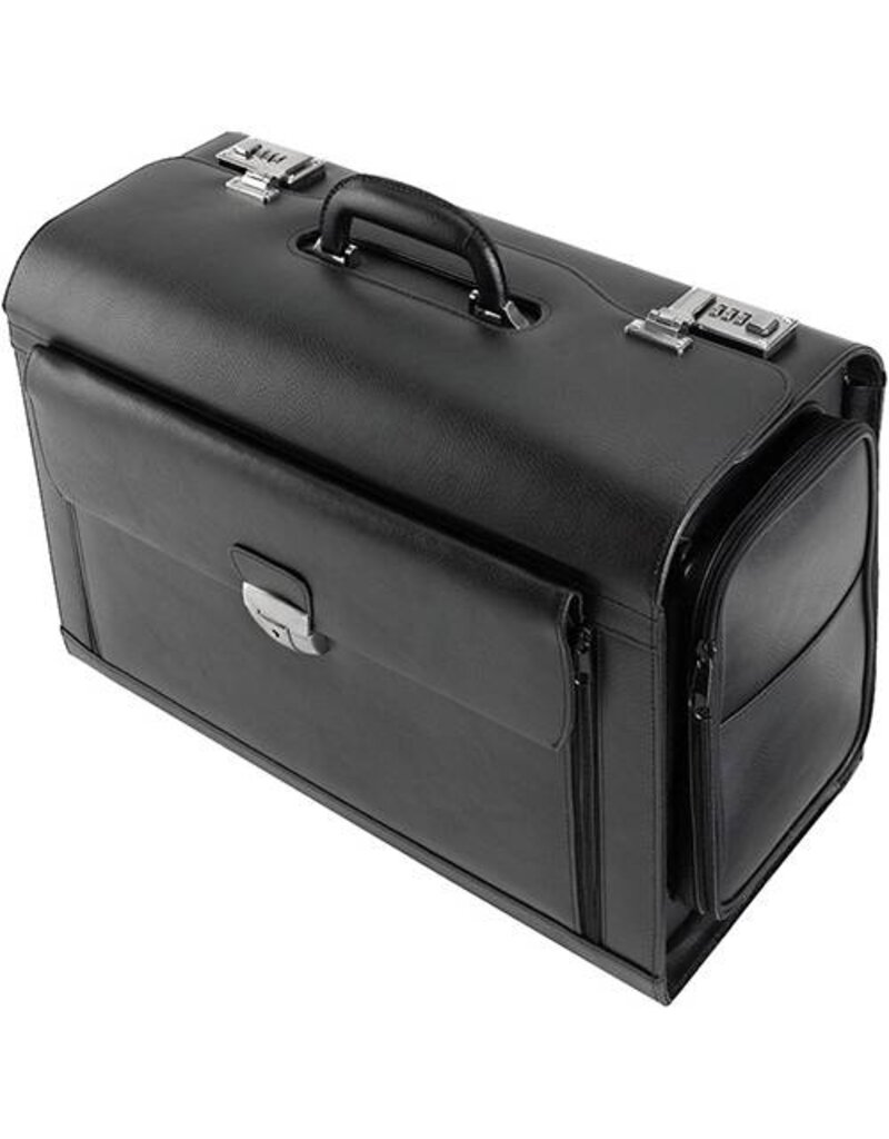 ALASSIO Pilotenkoffer Leder schwarz ALASSIO 45057 41x38x24cm