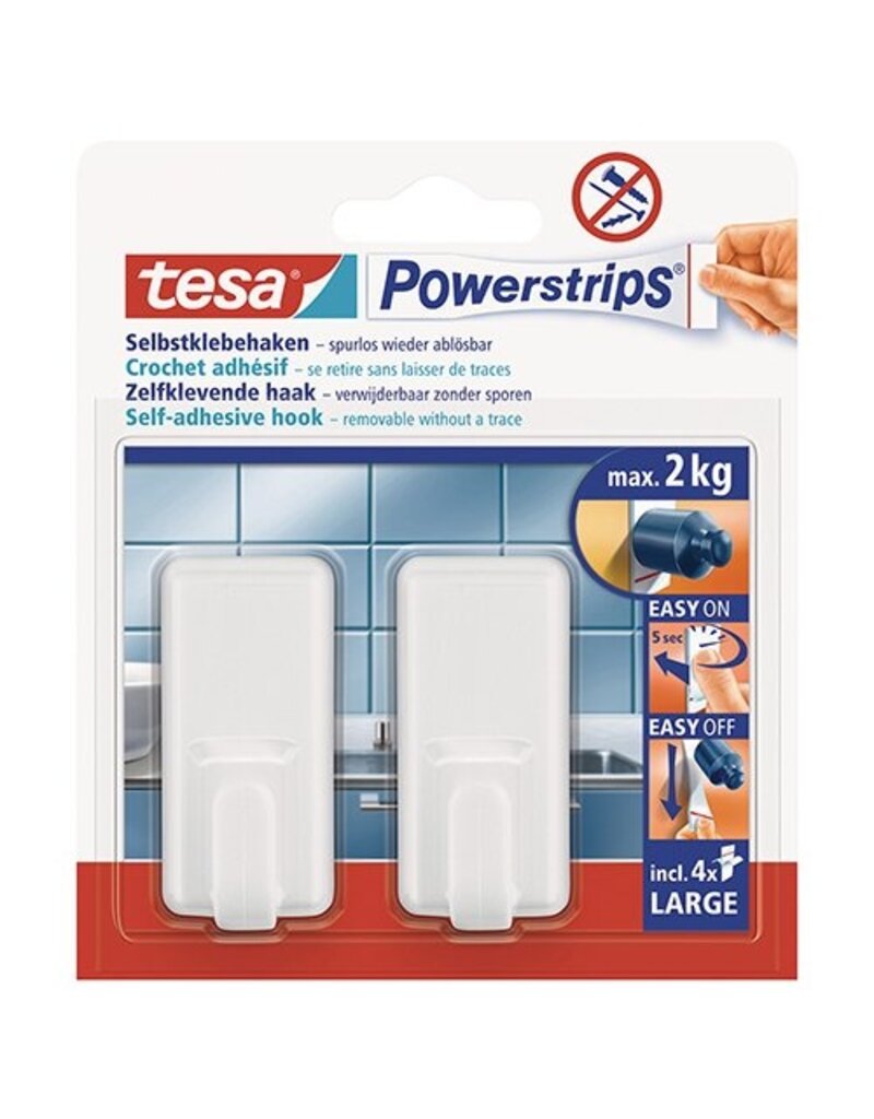 TESA Powerstrips 2Haken cl weiß TESA 58010-00044-20 Large 2kg