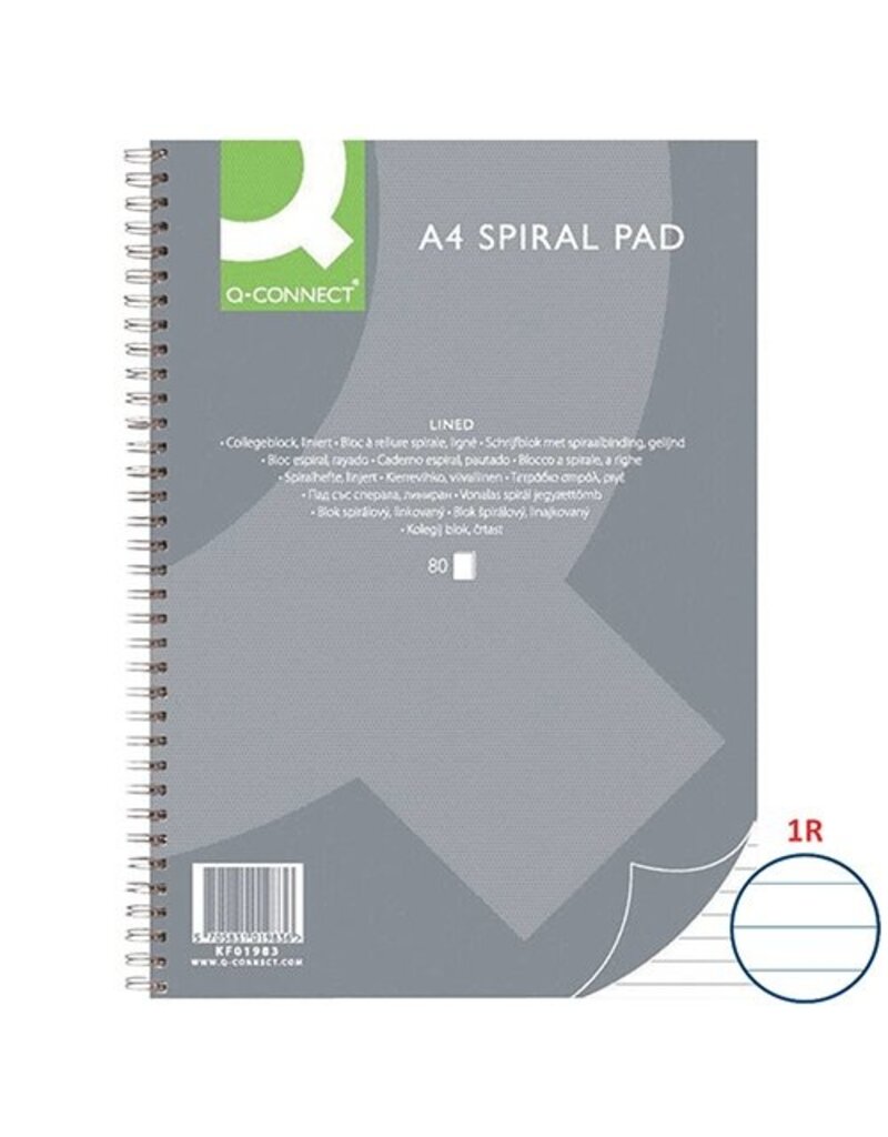 Q-CONNECT Collegeblock A4 80BL liniert 9mm Q-CONNECT KF01983 ECF Papier 70g