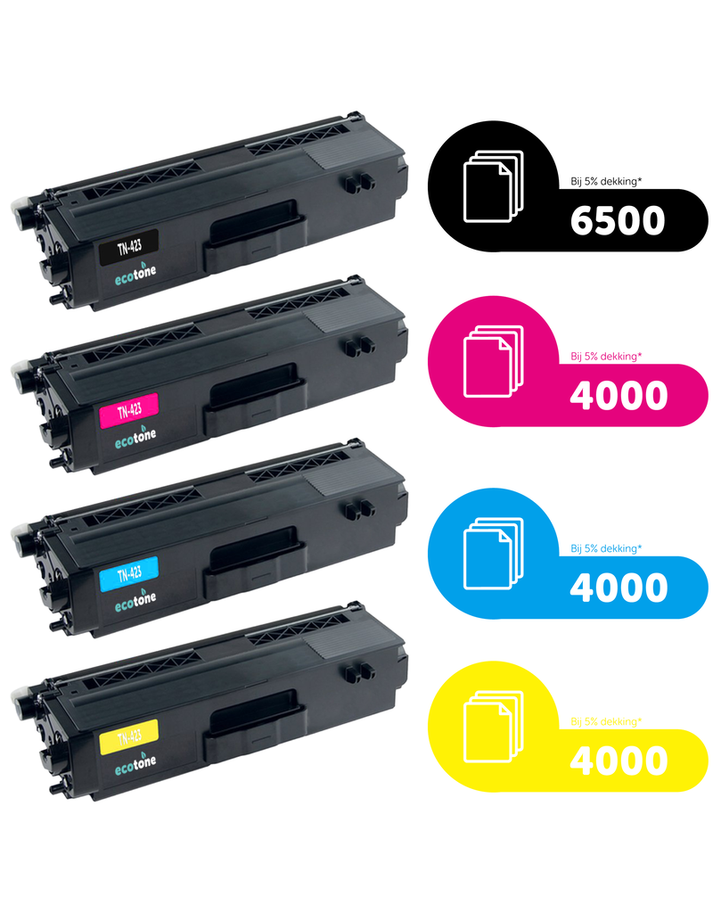 Ecotone Ecopack (Replaces Brother TN-423 toner) 2xBL + 1xCMY  - (BL 2x6500 Pages) (CMY 3x4000 Pages)