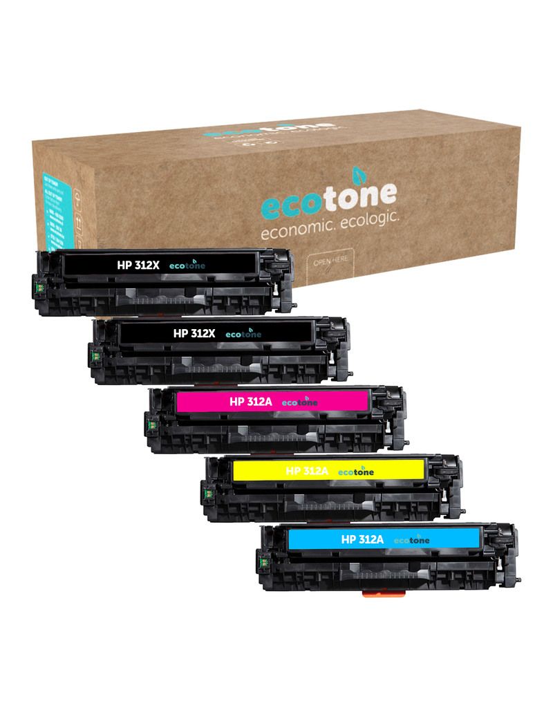 Ecotone Ecopack (Replaces HP 312X/312A toner) 2xBL + 1xCMY  - (BL 2x4400 Pages) (CMY 3x2700 Pages)