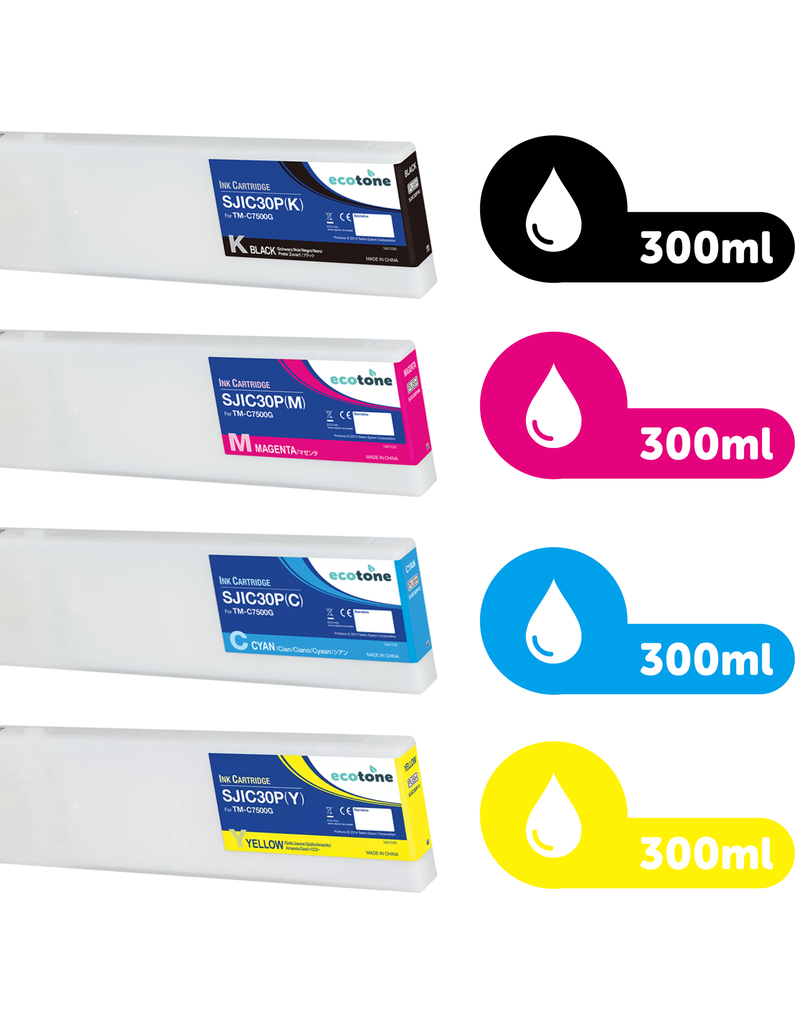 Ecotone Ecopack (Replaces Epson SJIC30P ink) 2xBL + 1xCMY  - (BL 2x300ml) (CMY 3x300ml)