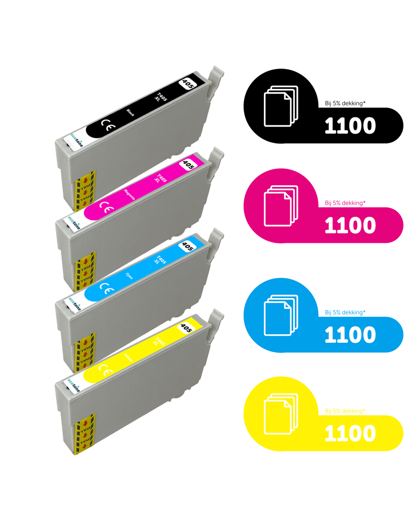 Ecotone Ecopack (Replaces Epson 405XL ink) 2xBL + 1xCMY  - (BL 2x1100 Pages) (CMY 3x1100 Pages)