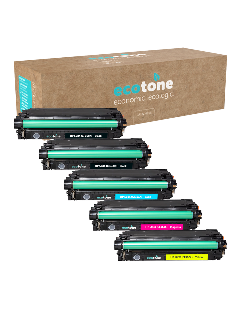 Ecotone Ecopack (Replaces HP 508X toner) 2xBL + 1xCMY  - (BL 2x12500 Pages) (CMY 3x9500 Pages)